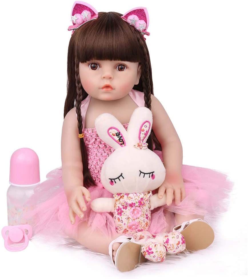 Boneca Mini Bebê Reborn Infantil Roupa Animais Presente