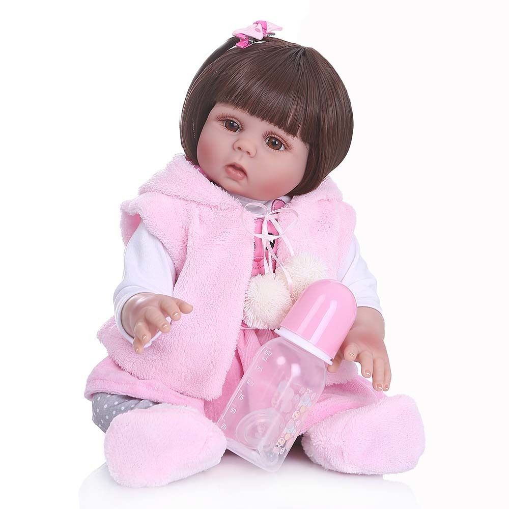 Bebe Reborn Laura Baby Emily 45 cm pode dar banho Corpo 100% Vinil