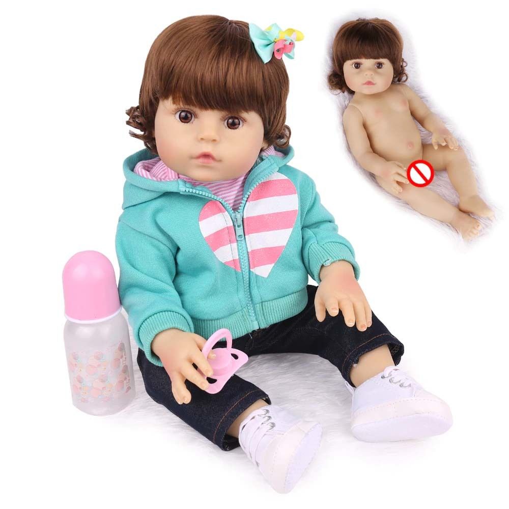 Bebe Reborn Laura Baby Emily 45 cm pode dar banho Corpo 100% Vinil