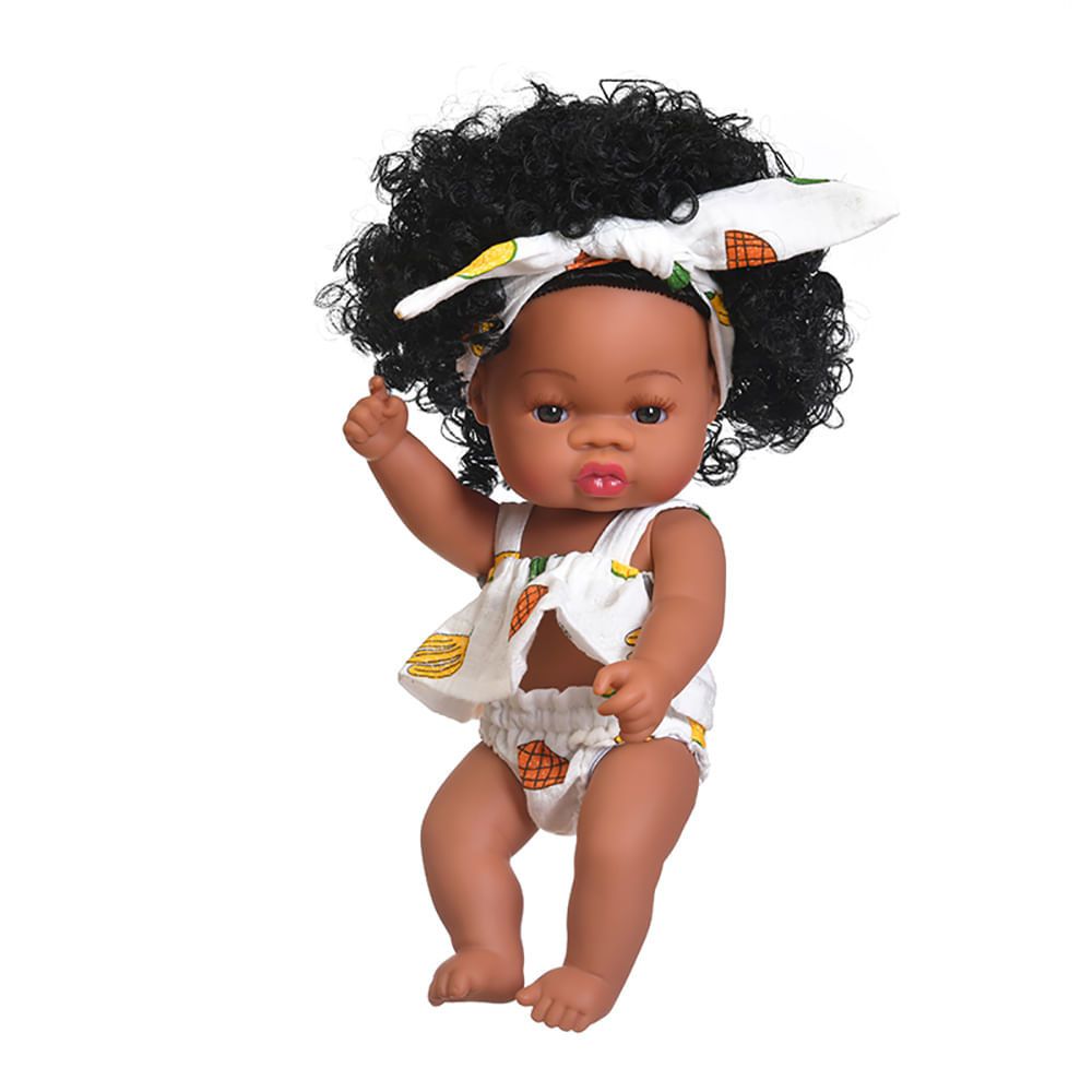 Boneca Bebê Reborn Negra Realista Vinil com Acessórios 45cm :  : Brinquedos e Jogos