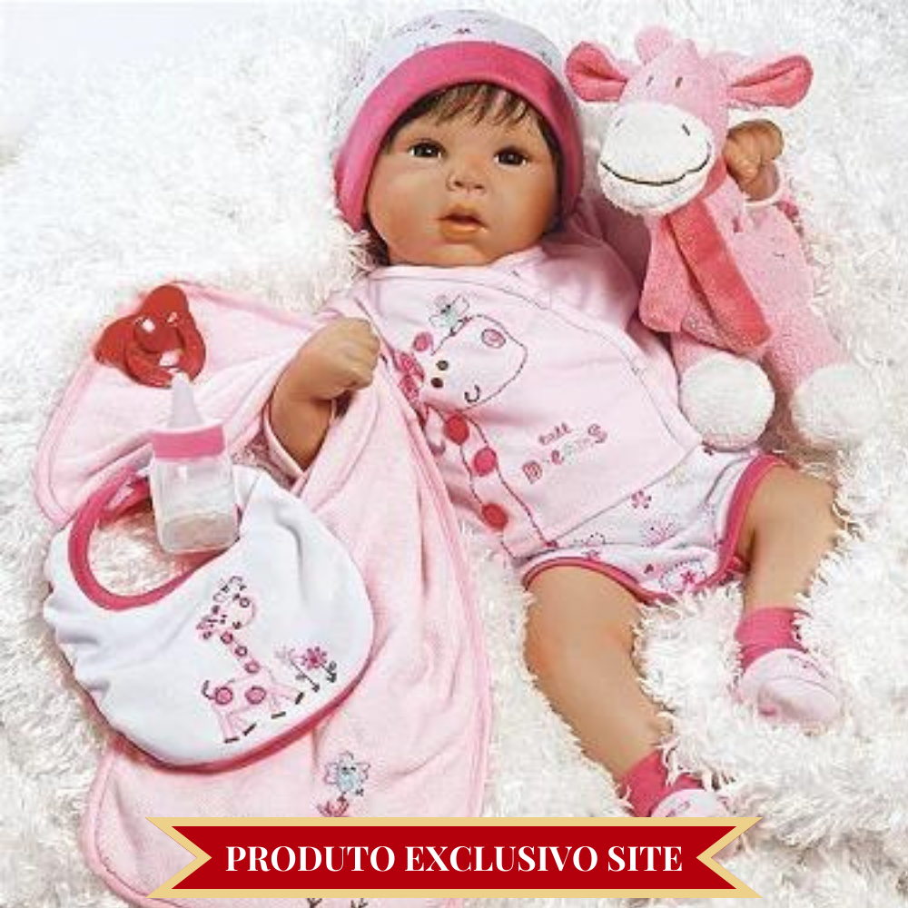 Roupa Para Boneca Bebê Reborn Coelho Com Bolinha, NPK DOLL, Rosa