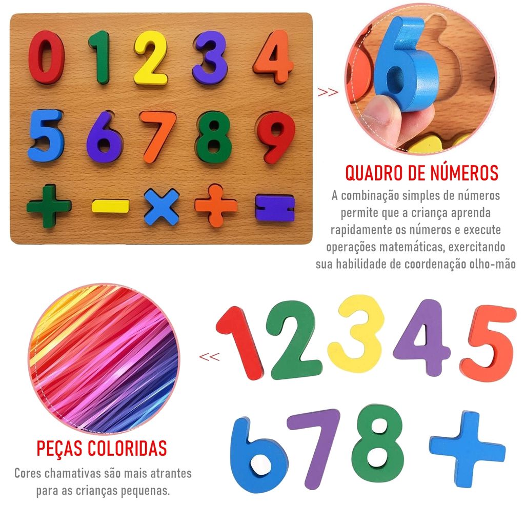 Operações Matemáticas - Jogo Educativo em Madeira 50 Peças