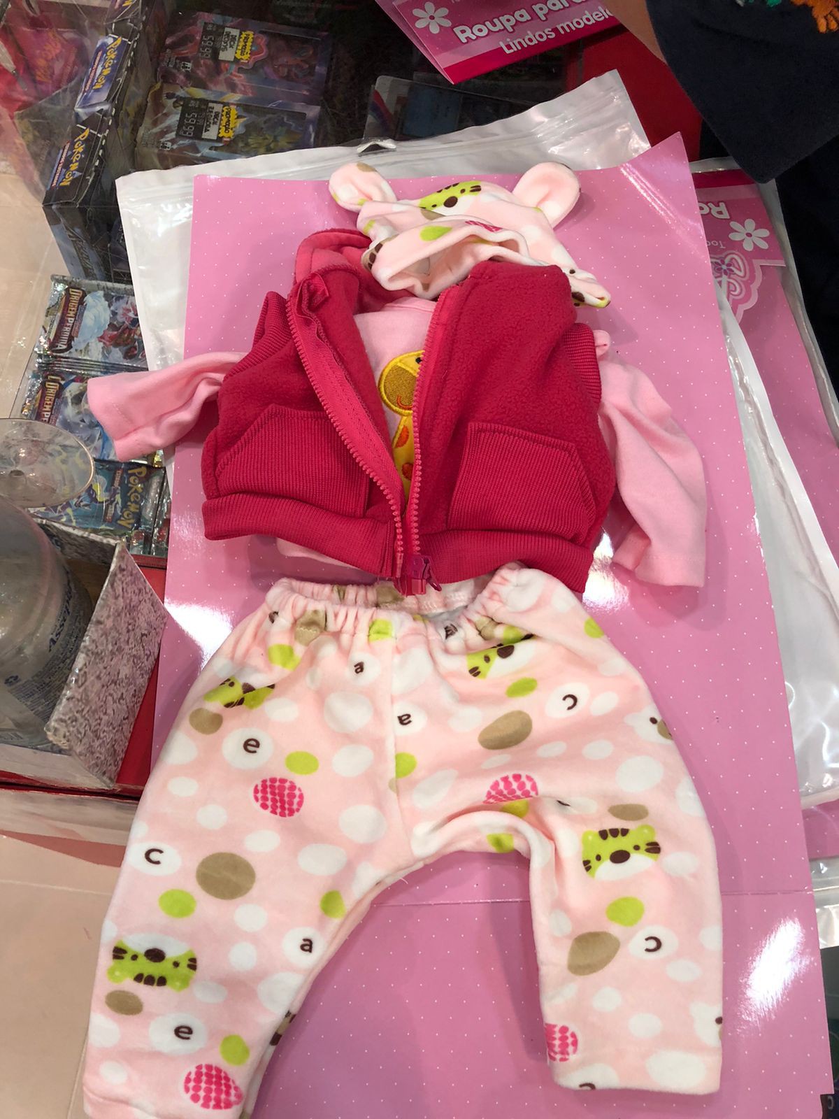 Roupa Para Boneca Bebê Reborn Coelho Com Bolinha Rosa - Shiny Toys