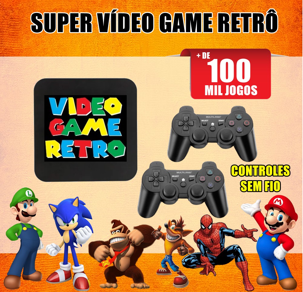 Video Game Multijogos Retro 100.000 Jogos + 2 Controles Ps2 Sem