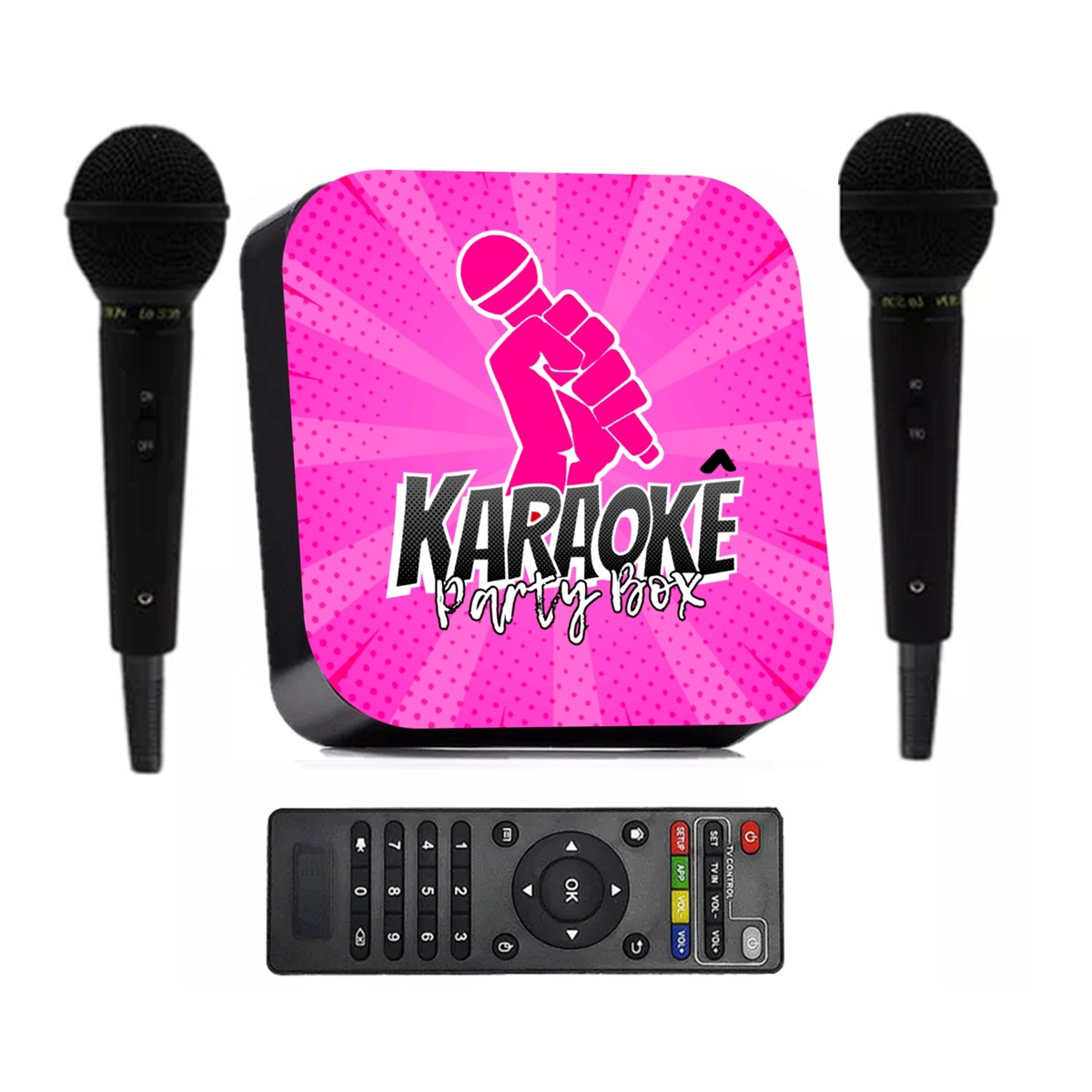 Karaoke Party Box Rosa +de 1000 Músicas +2 Microfones Com