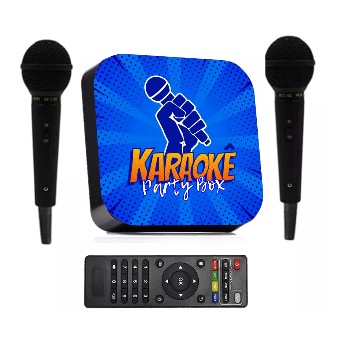 Karaoke Party Box Azul +de 1000 Músicas +2 Microfones Com