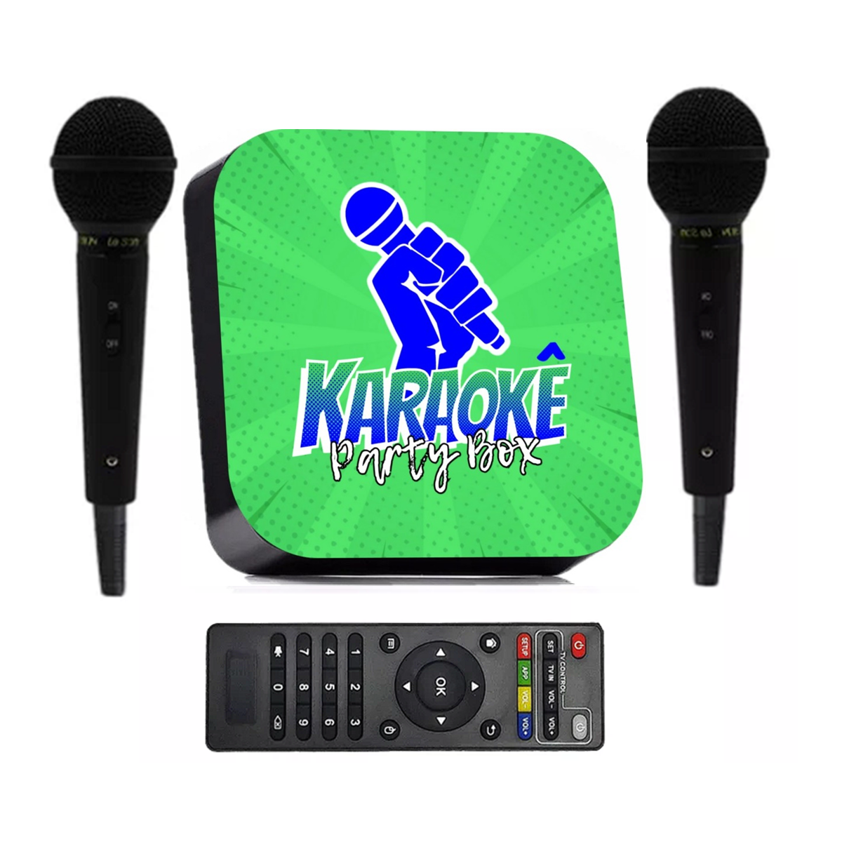 Karaoke Party Box Verde +2 Microfones +de 1000 Músicas Com