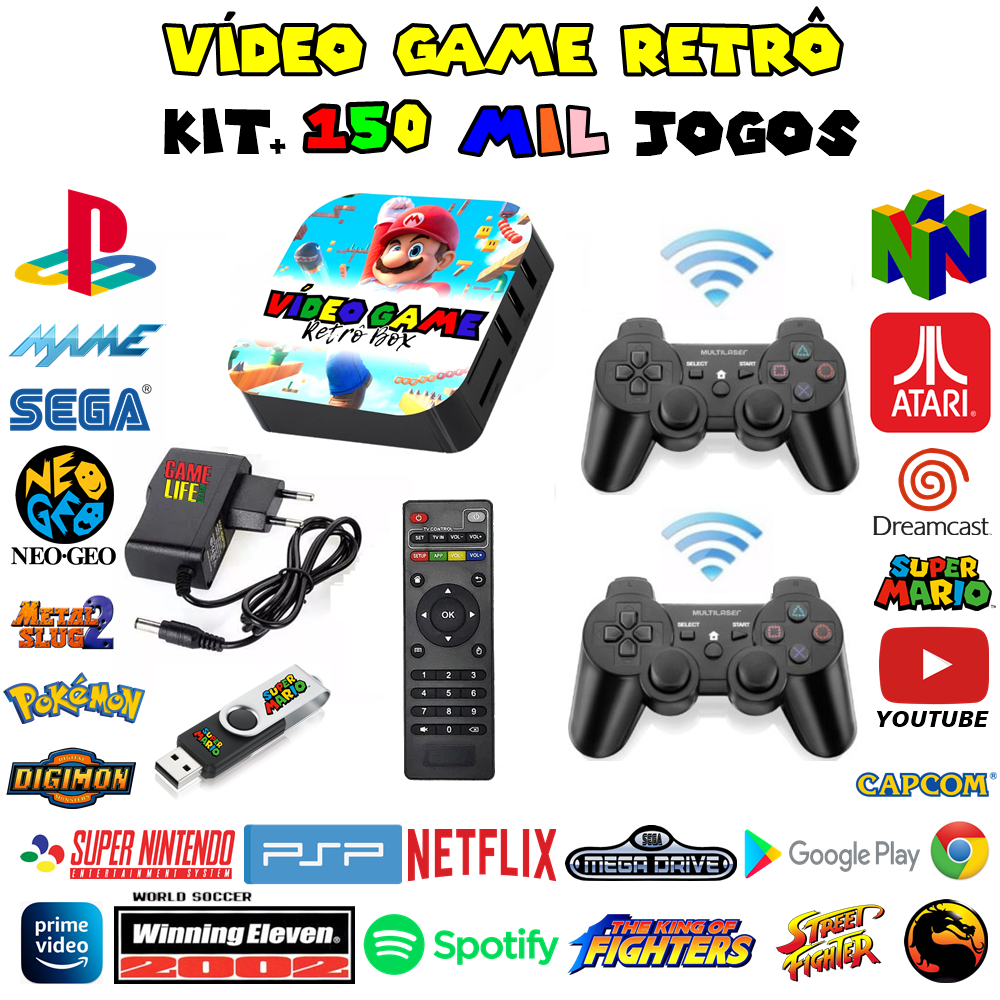 Video Game Retro Box 150.000 Jogos + 2 Controles Sem Fio (Nova Versão ...