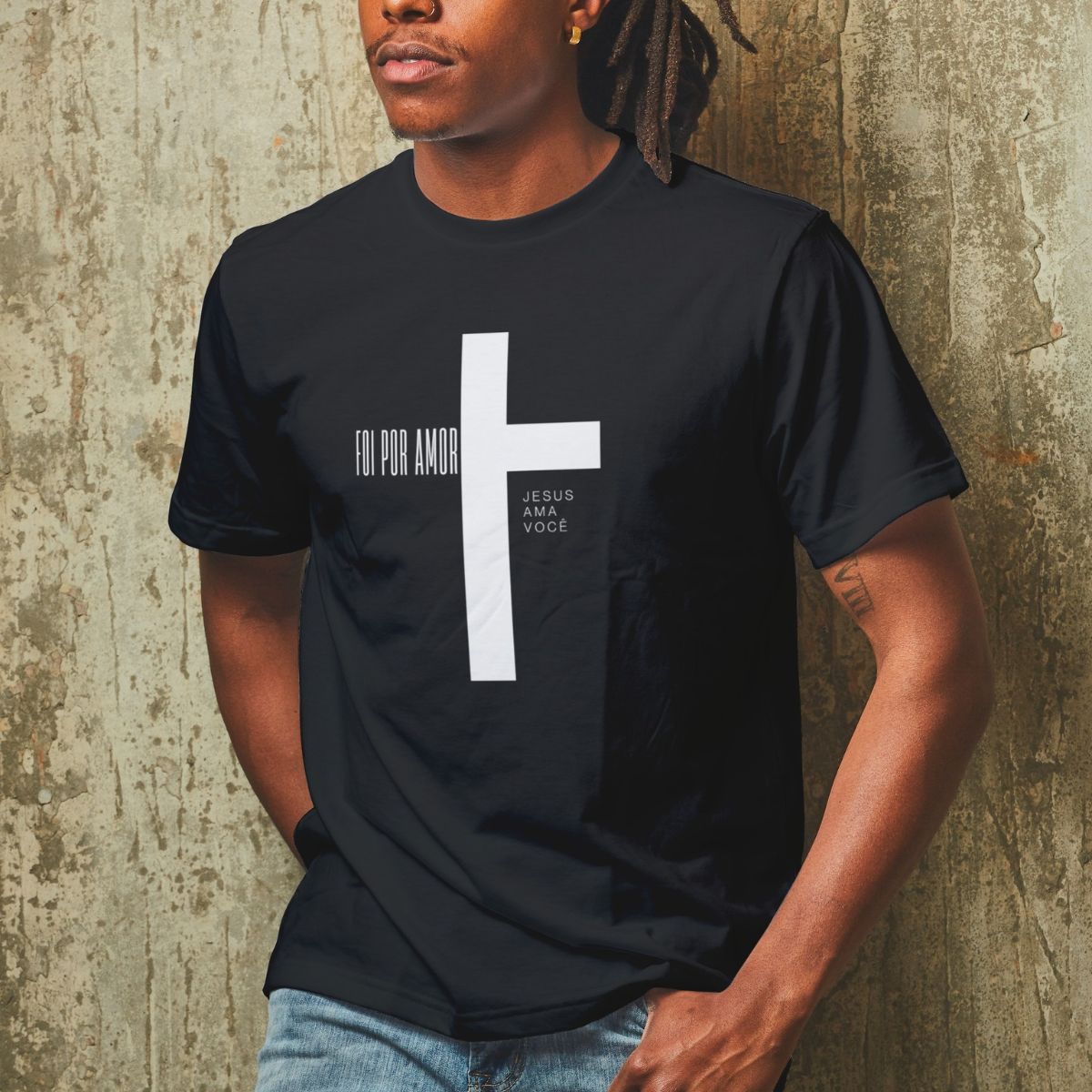 Camiseta Gospel Evangélica Masculina Foi por Amor - Criativo Gospel