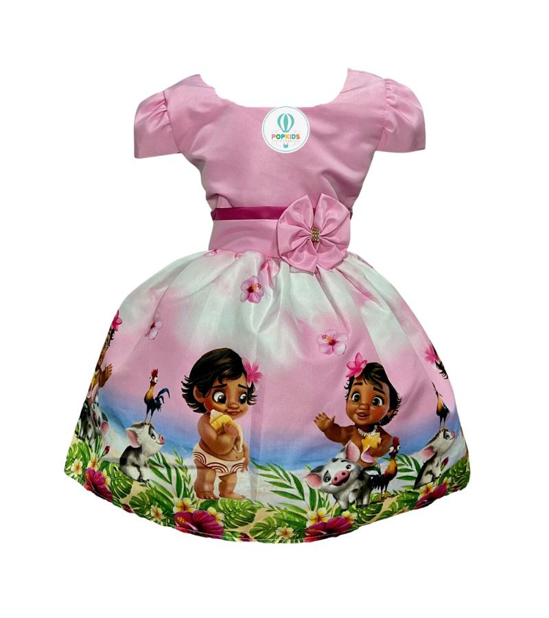 Vestido Temático Moana Bebê E 1 ano - PopKids Store Moda Infantil