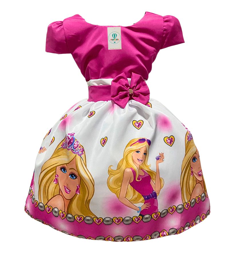 Vestido Infantil Temático Festa da Barbie Colorido - Ss boutique