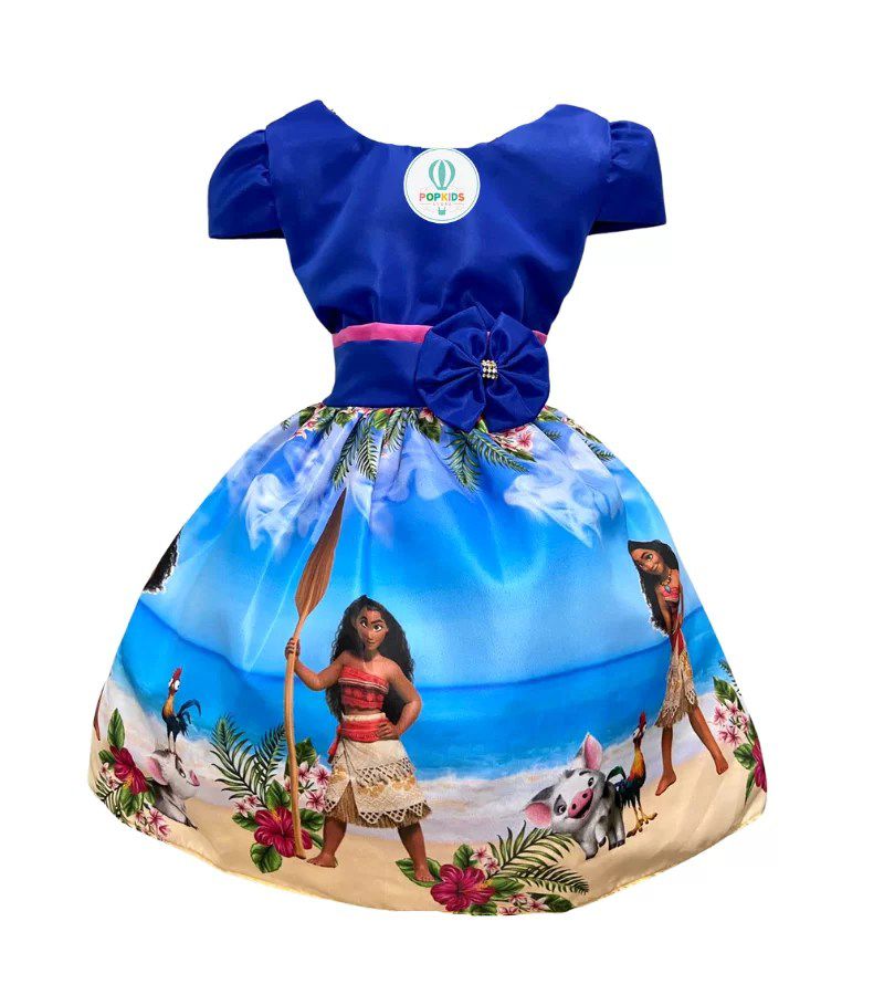 Vestido Temático Moana Bebê E 2-3 anos - PopKids Store Moda Infantil