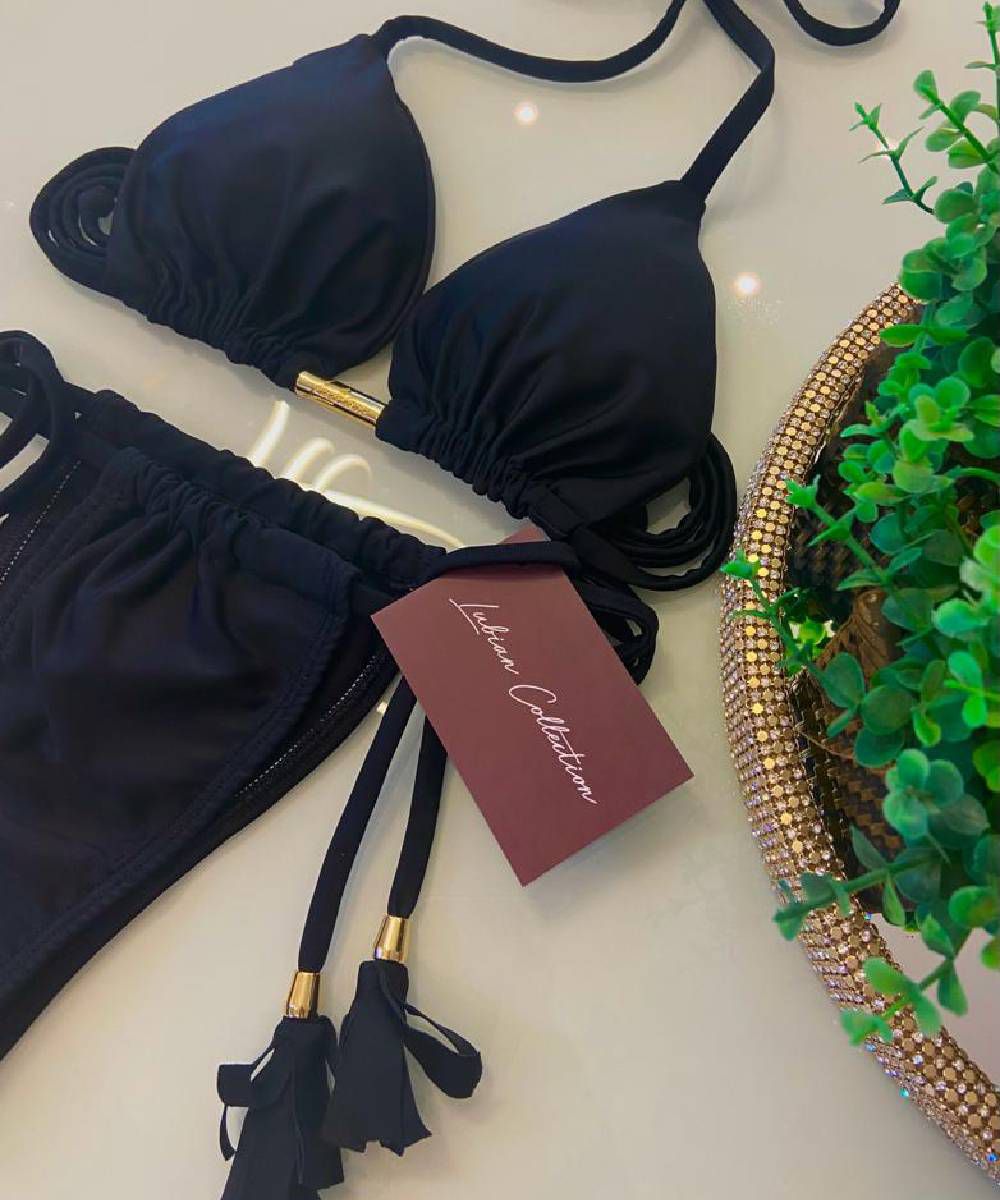 Biquíni Cortininha Preto Coconut Beachwear Store Desenvolvemos peças delicadas