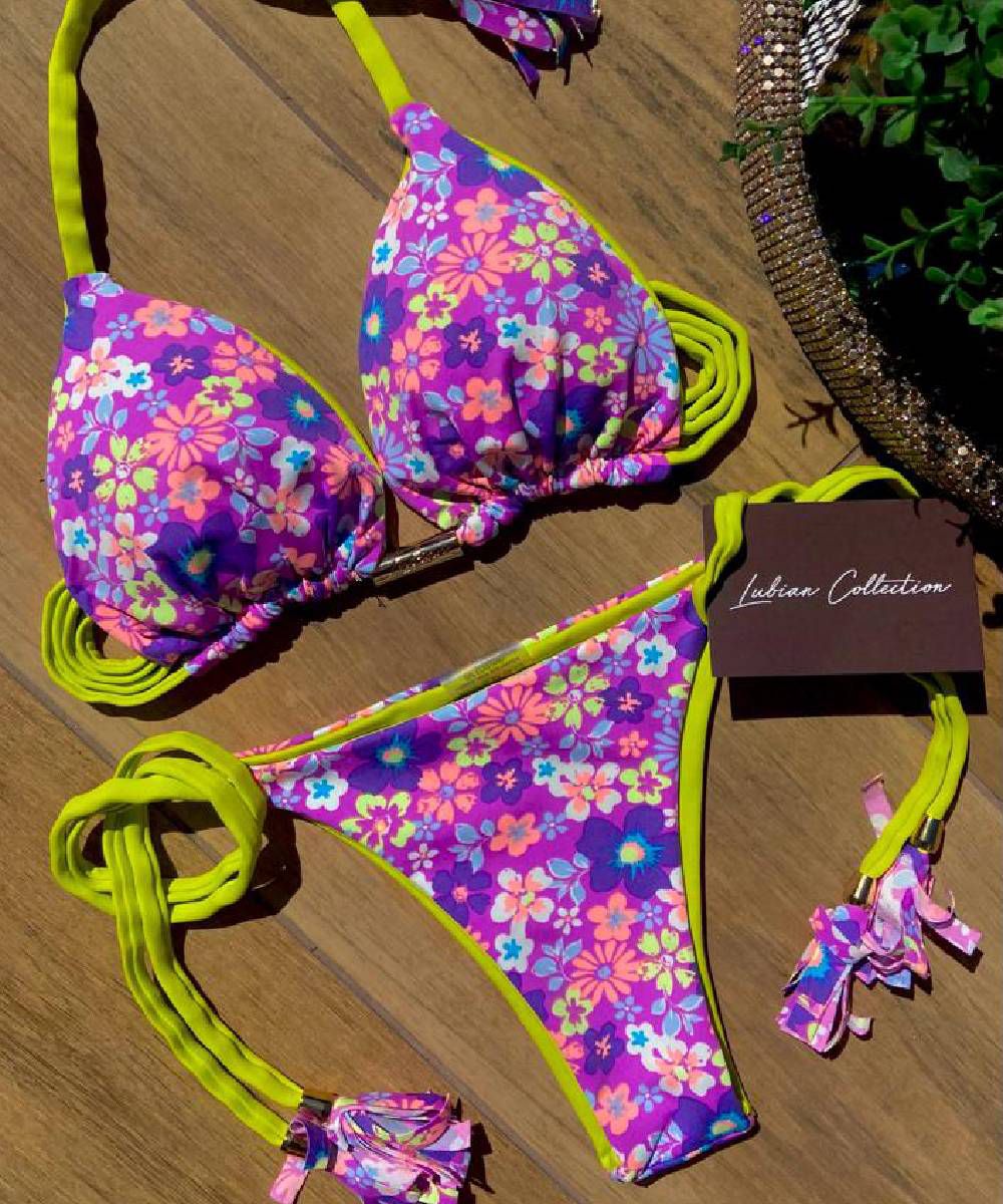 Biquíni Santorini Reversível Floral com Cítrus Coconut Beachwear Store Desenvolvemos peças