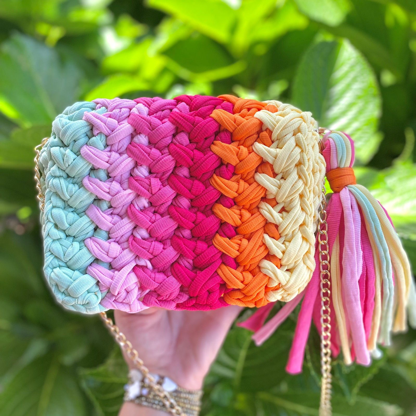 Bolsa Colors Fio de Malha Premium - Ju Art e Crochet