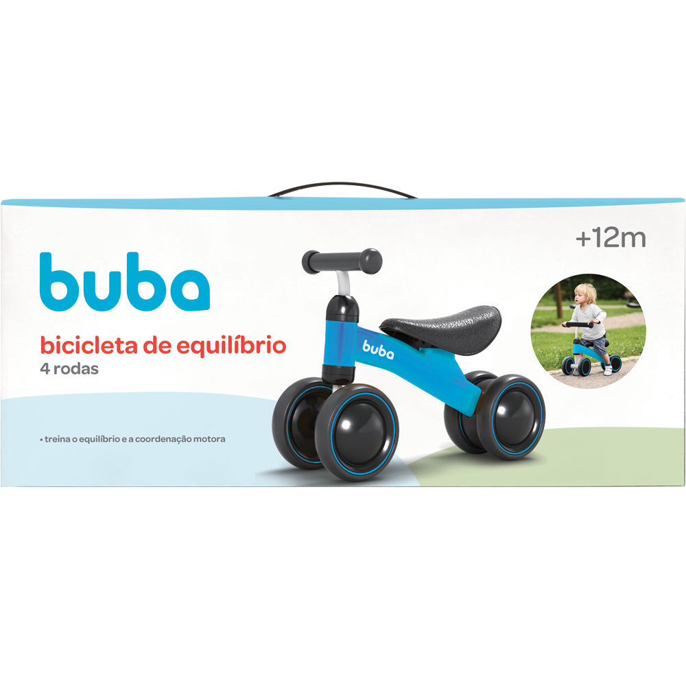 Bicicleta de Equilíbrio 4 Rodas Azul - Buba - Girafinha