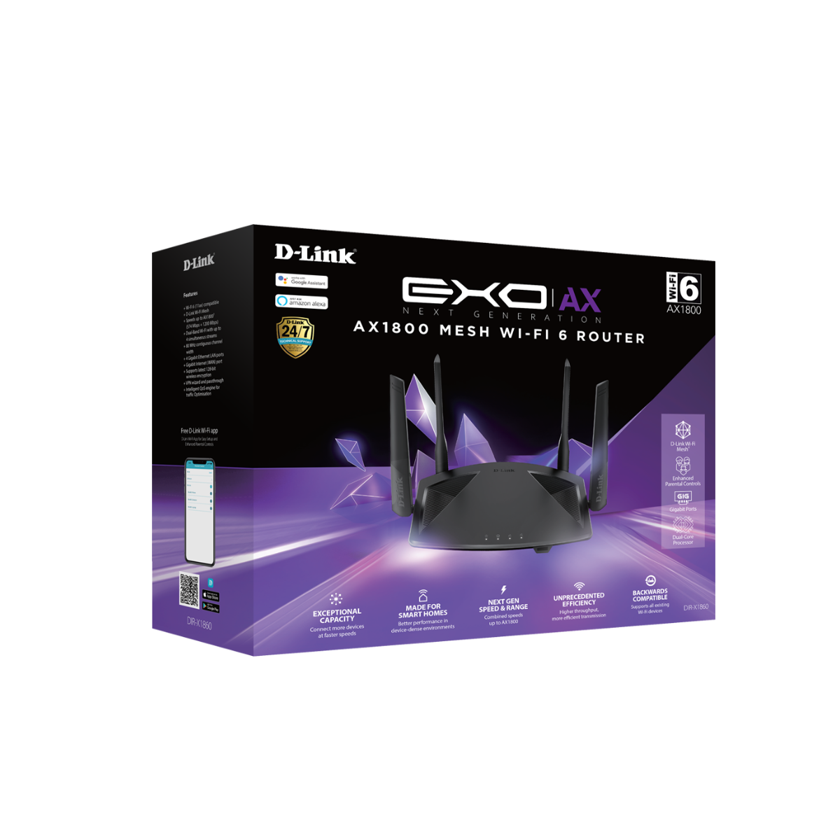 ROTEADOR WIRELESS D-LINK DIR-X1860 EXO AX1800 2.4Ghz/5Ghz WIFI 6 - GPJ