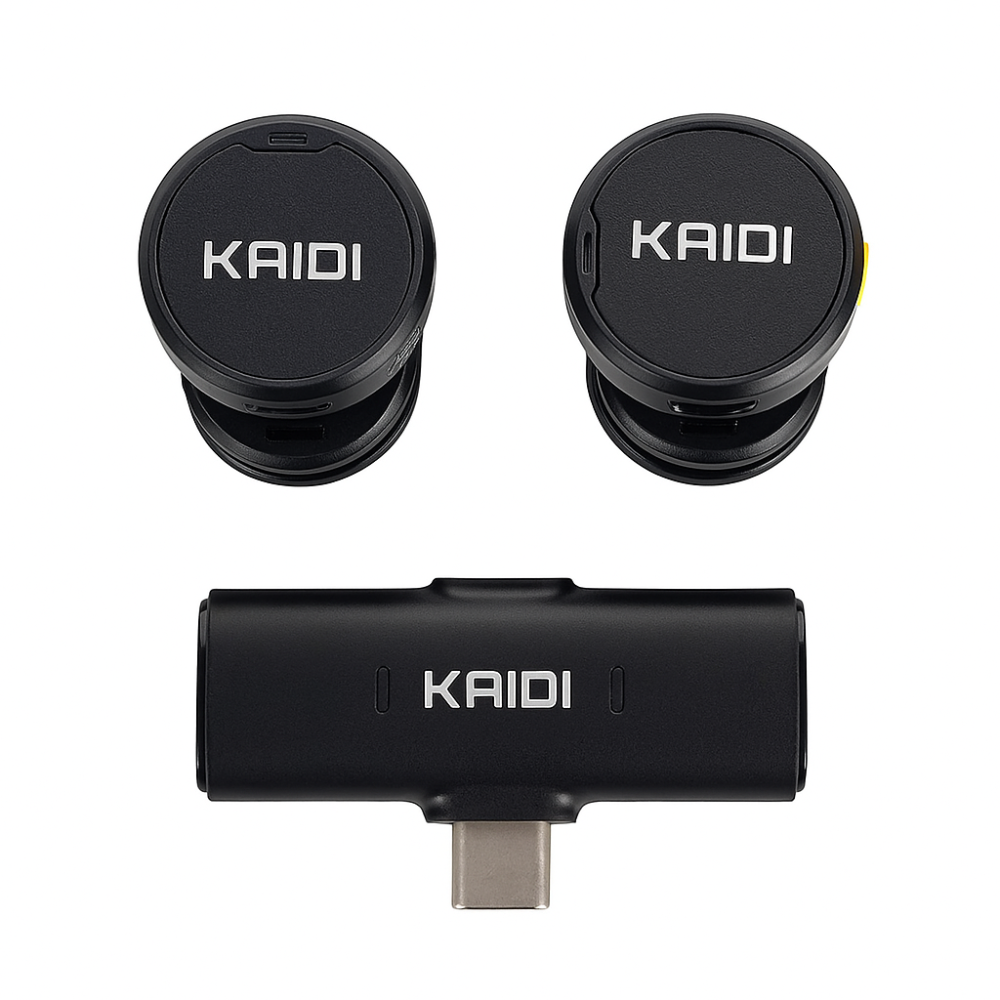 Microfone conectado ao celular via USB-C