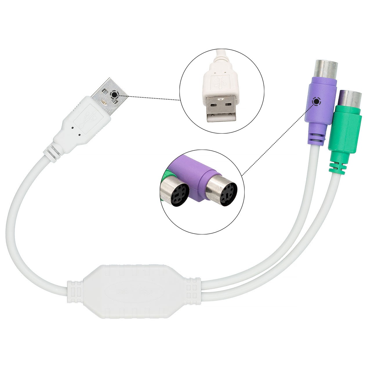 Adaptador USB-PS2 Teclado e Mouse - Ion Cabos