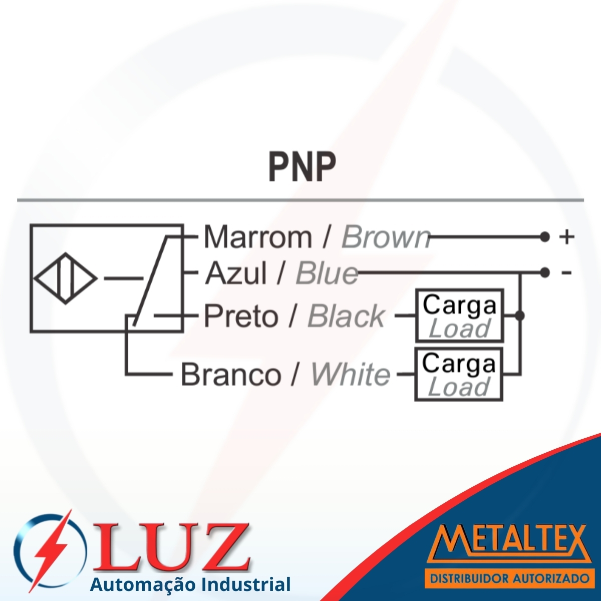 I18-8-CPC | Sensor Indutivo M18 - Pnp (12v - 24v) | Metaltex - LUZ ...