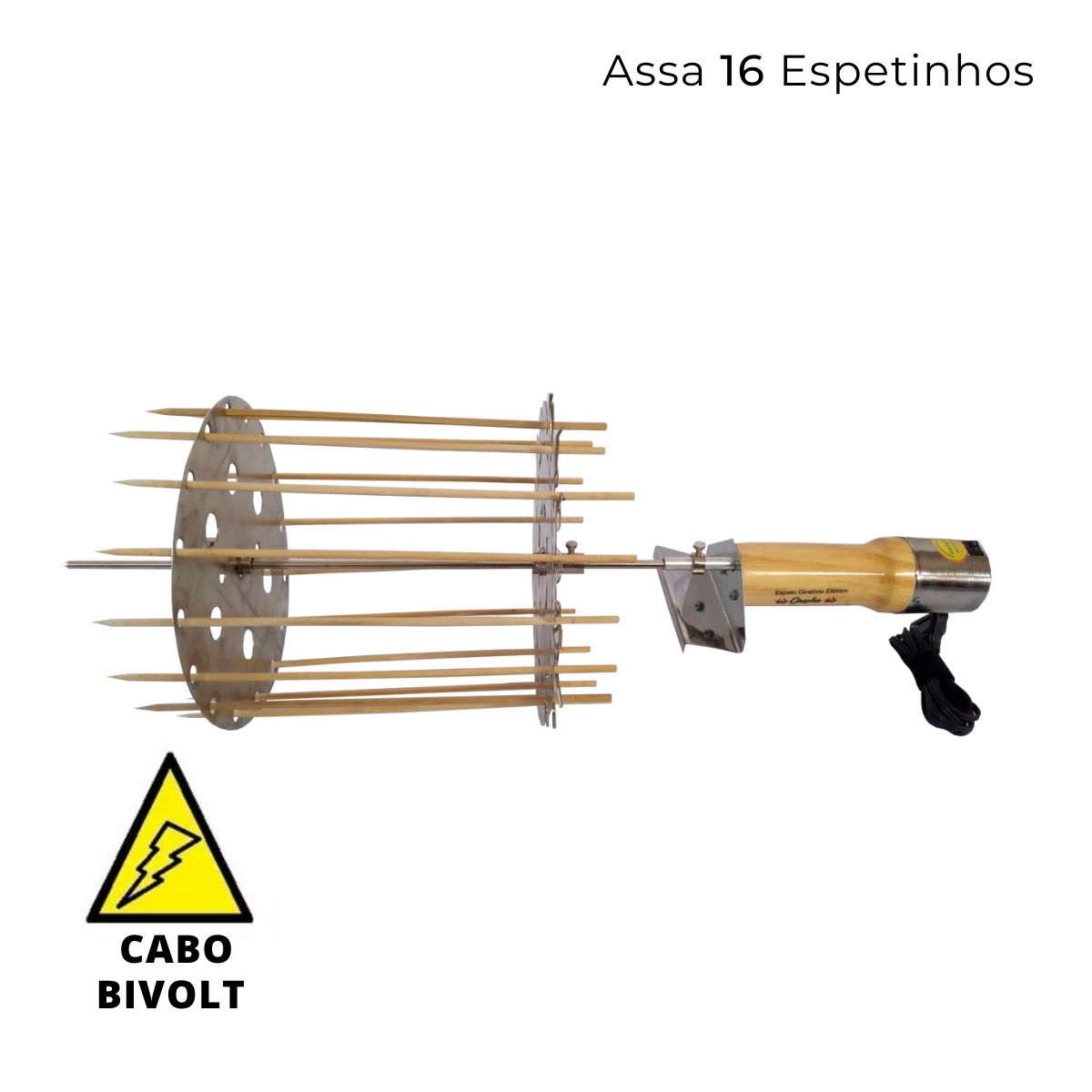 Espeto Giratório Elétrico Bivolt + Acessório Para 8 Espetinhos