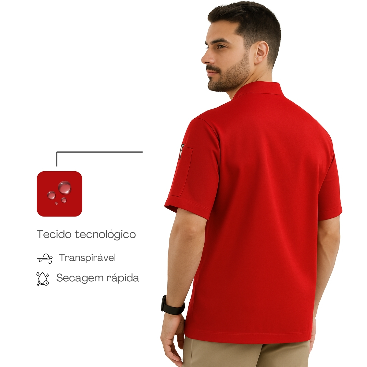 Dólmã Unissex Vermelha com Gola Padre e Manga Curta - Dr Chef - DR