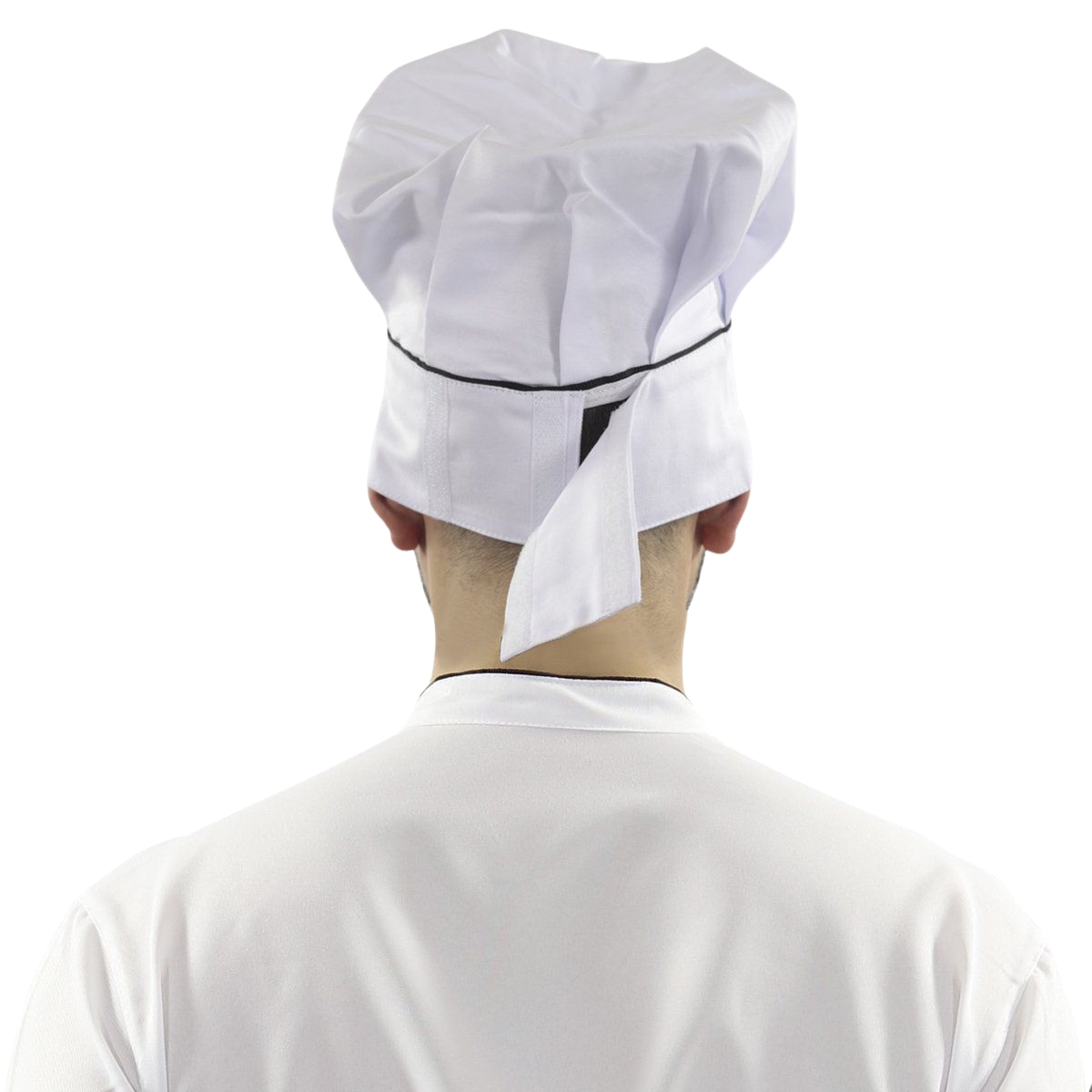 Chapéu Chef Cozinha Branco com Preto Profissional - Dr Chef - DR.CHEF