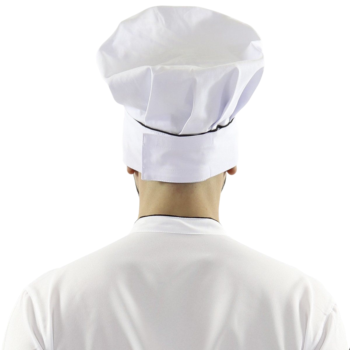 Chapéu Chef Cozinha Profissional Branco Com Preto - Dr Chef - DR.CHEF