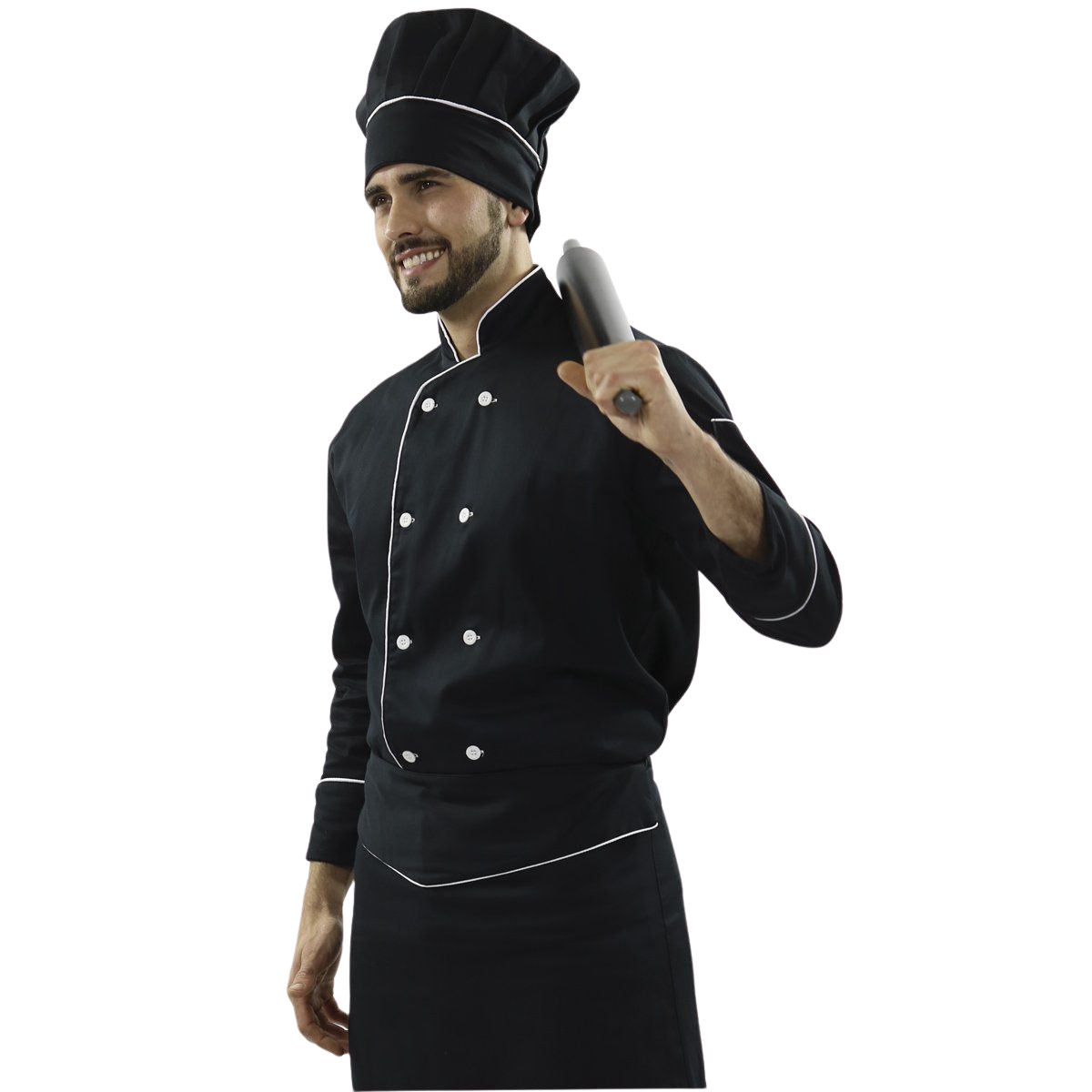 Chapéu Chef Cozinha Preto e Branco Profissional - Dr Chef - DR.CHEF