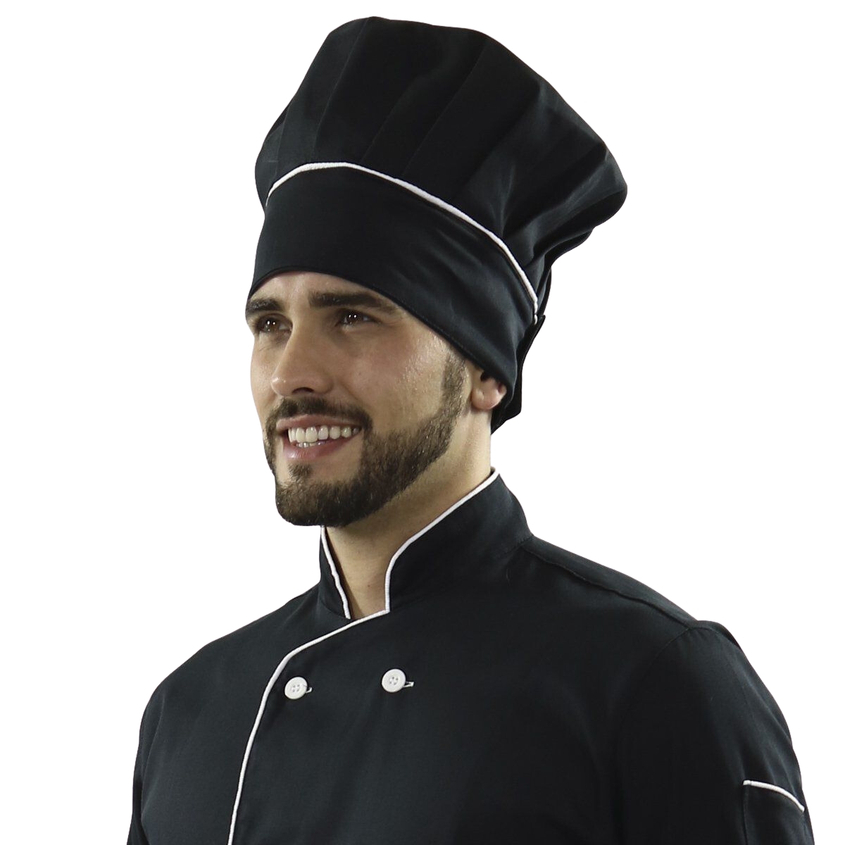 Chapéu Chef Cozinha Preto e Branco Profissional - Dr Chef - DR.CHEF