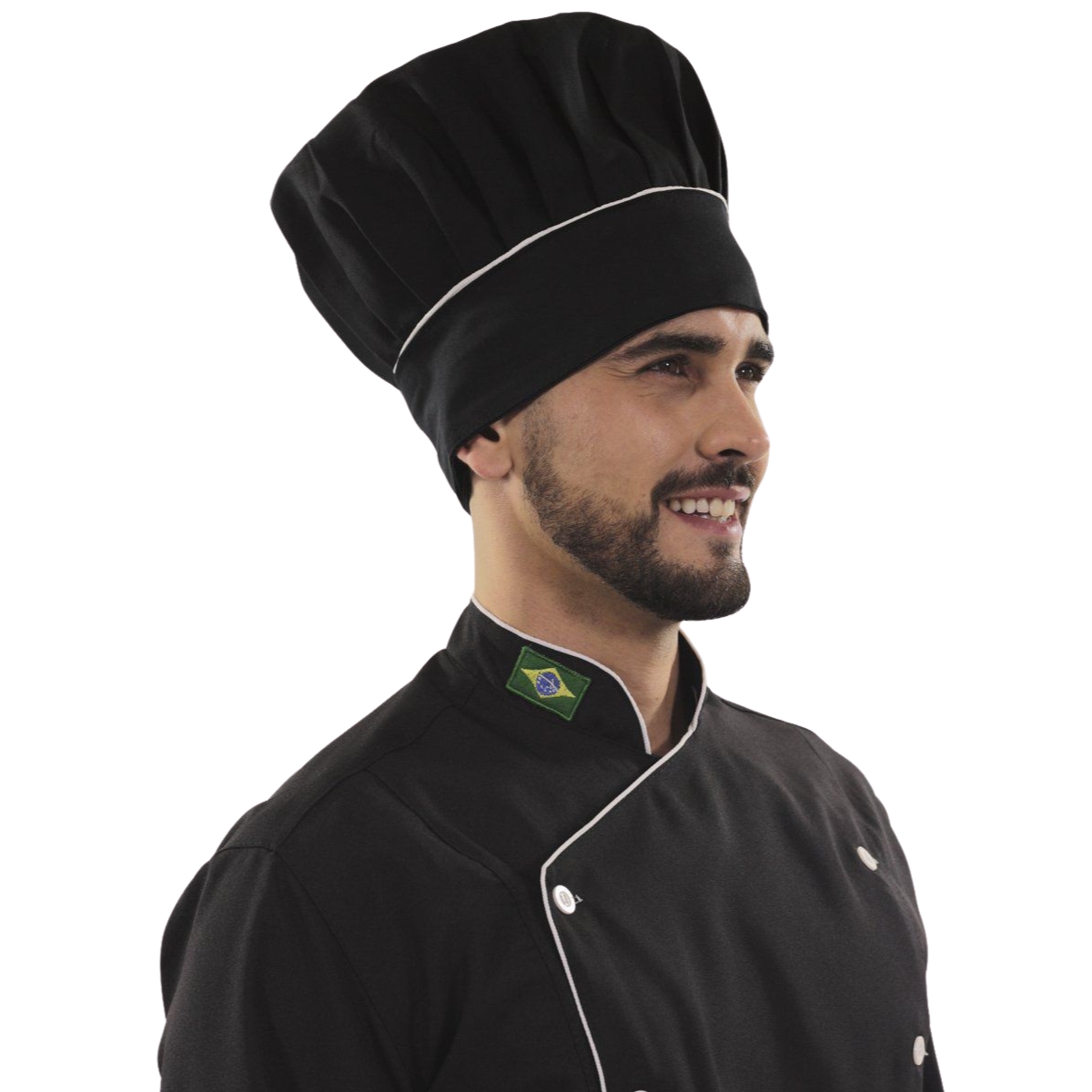 Chapéu Chef Cozinha Preto e Branco Profissional - Dr Chef - DR.CHEF