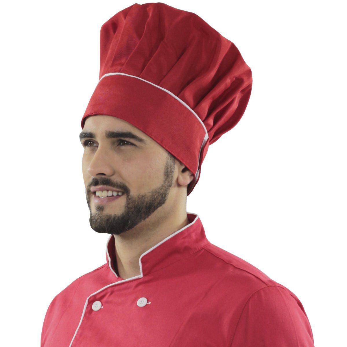 Chapéu Chef Cozinha Vermelho e Branco Profissional - Dr Chef - DR.CHEF