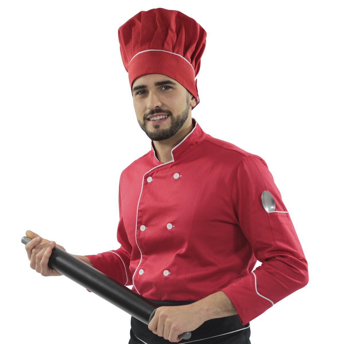 Chapéu Chef Cozinha Vermelho e Branco Profissional - Dr Chef - DR.CHEF