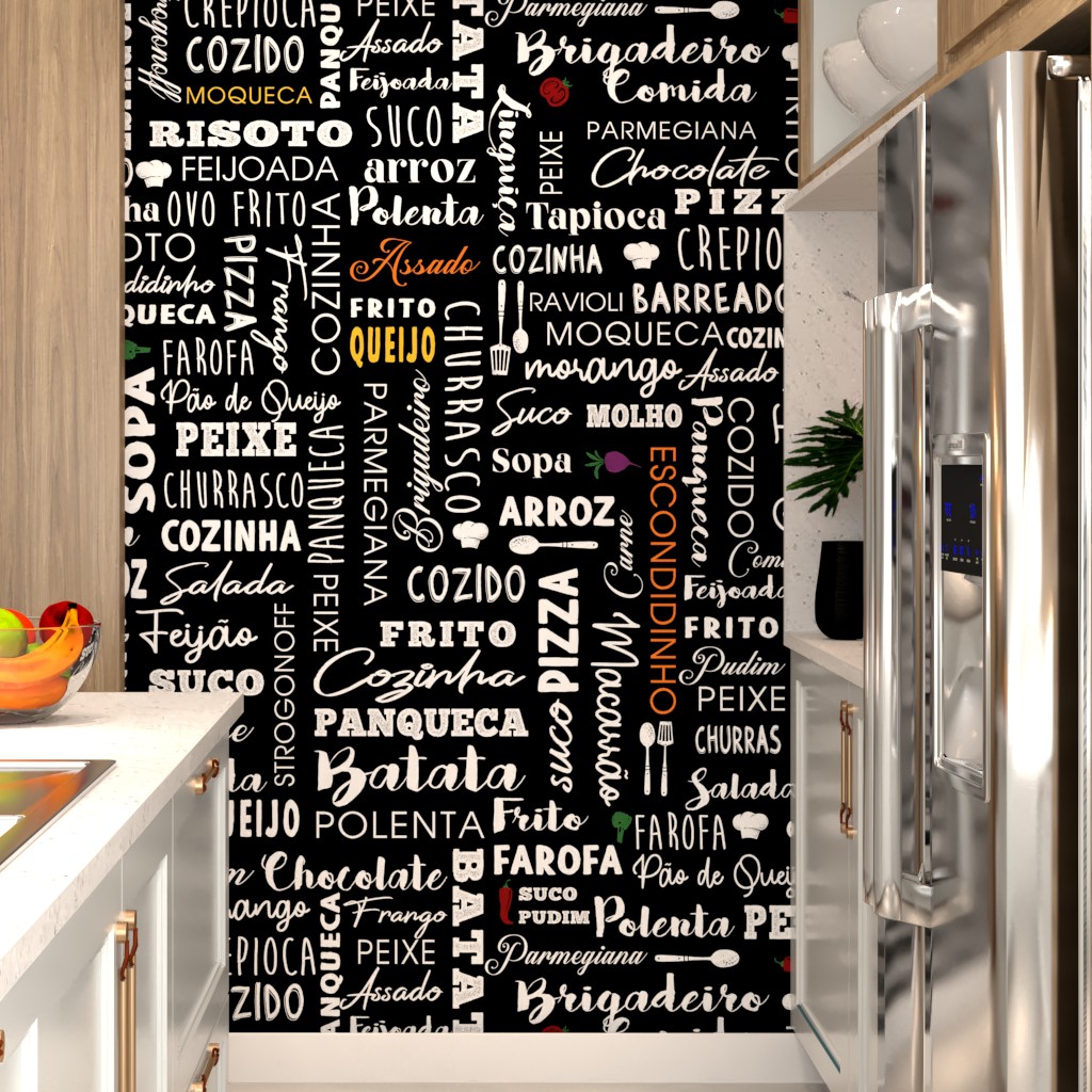 Papel de Parede Personalizado Cozinha Palavras Área Gourmet - BEM INSTALADO  HOME DECOR