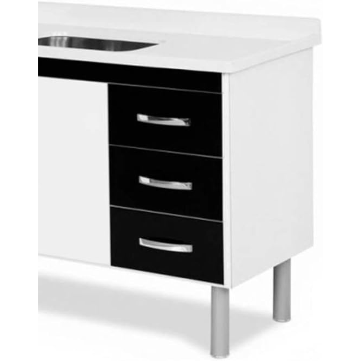 Gabinete de Cozinha Tóquio 116,2cm Preto A. J. Rorato - Brama Casa