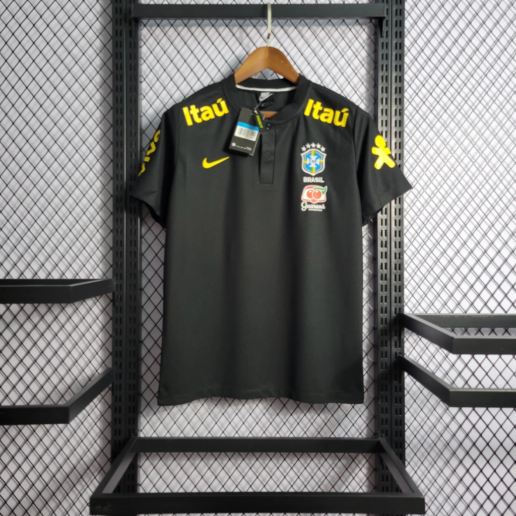 Camisa Brasil Polo Preta 2022/2023 Masculina - Fut Camisas Sports