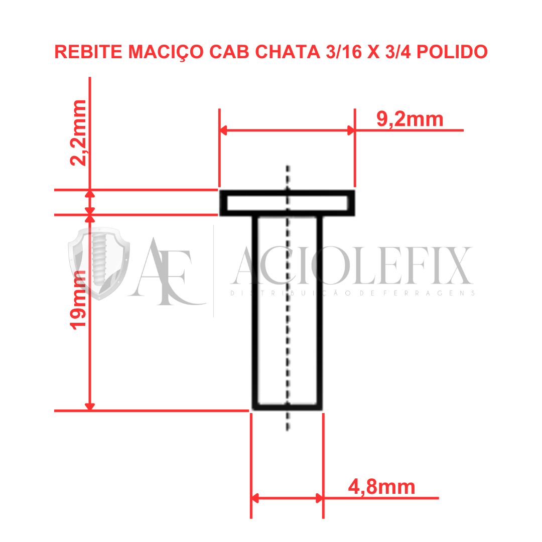 Rebite Maci o Cabe a Chata 3 16 X 3 4 Polido 4 8 X 19 1 Kg Aciole Fix Rebite Maci o Cabe a Chata 3 16 X 3 4 Polido 4 8 X 19 1 Kg Aciole Fix