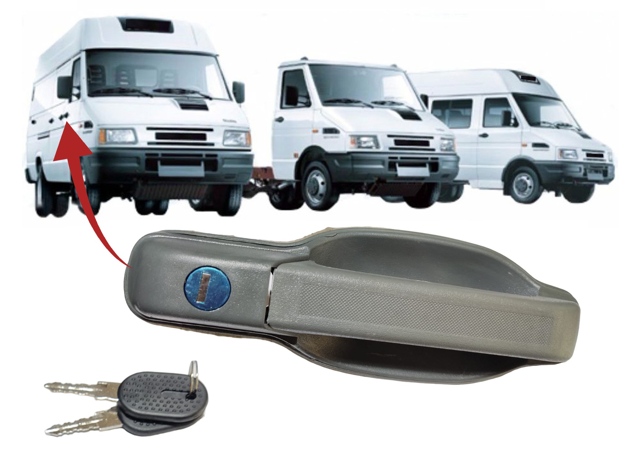 Poignée De Porte Intérieure Iveco Daily II (89-99) - Compatible Toutes Portes - Réf. 93926687, 93936159 - Remplacement Direct