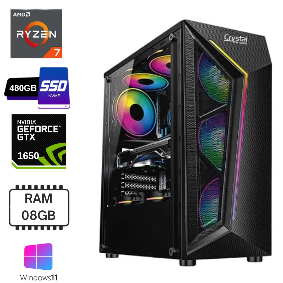 Computador Gamer Ryzen 7 5700G (8 Núcleos - 16 Threads) - Ssd 480GB,  Memória 8GB 3000Mhz, GPU Radeon - Computadores, Notebooks, Vídeo Games,  Projetores, e muito mais