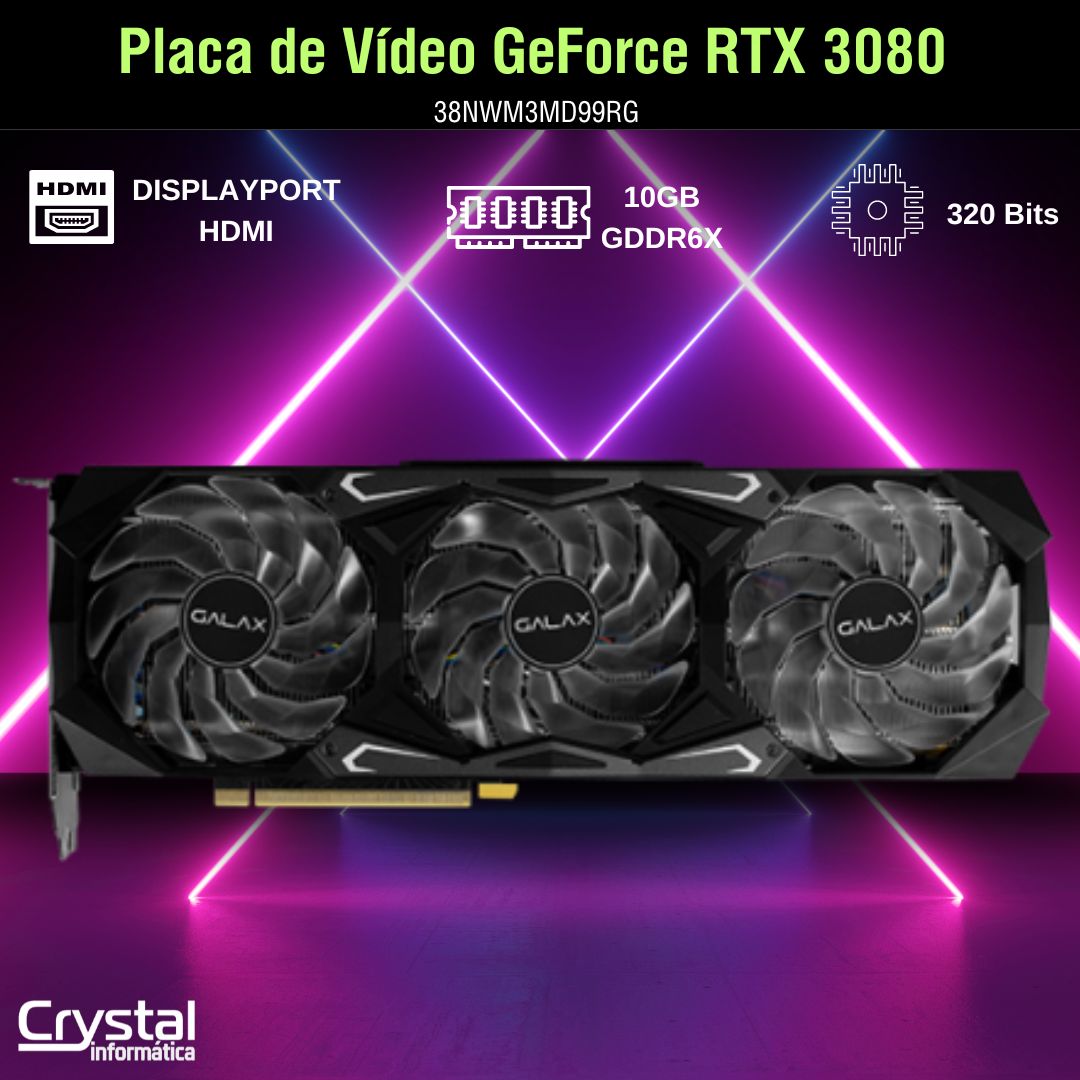 Placa de Vídeo Galax NVIDIA GeForce RTX 3080 - Crystal Informática