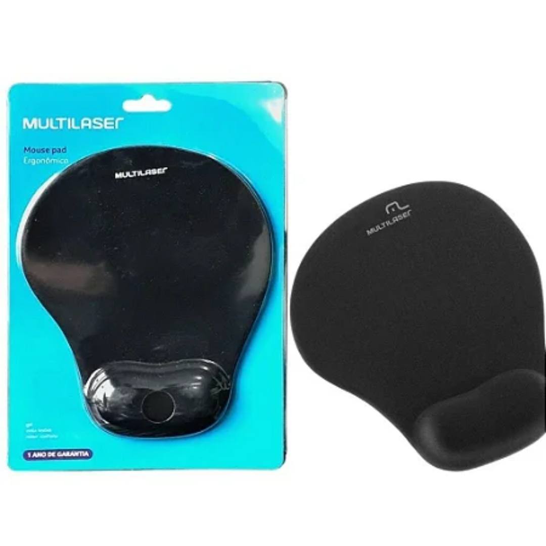 Mouse Pad Com Apoio Ergonômico em Gel Preto Multilaser AC024 Crystal