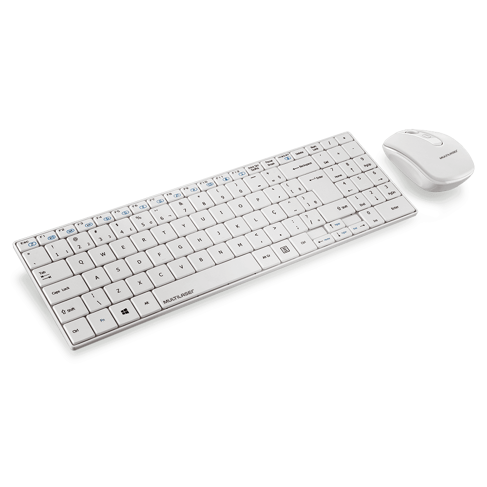 Kit Teclado e Mouse Sem Fio Multilaser Slim Multimídia TC203 - Crystal  Informática
