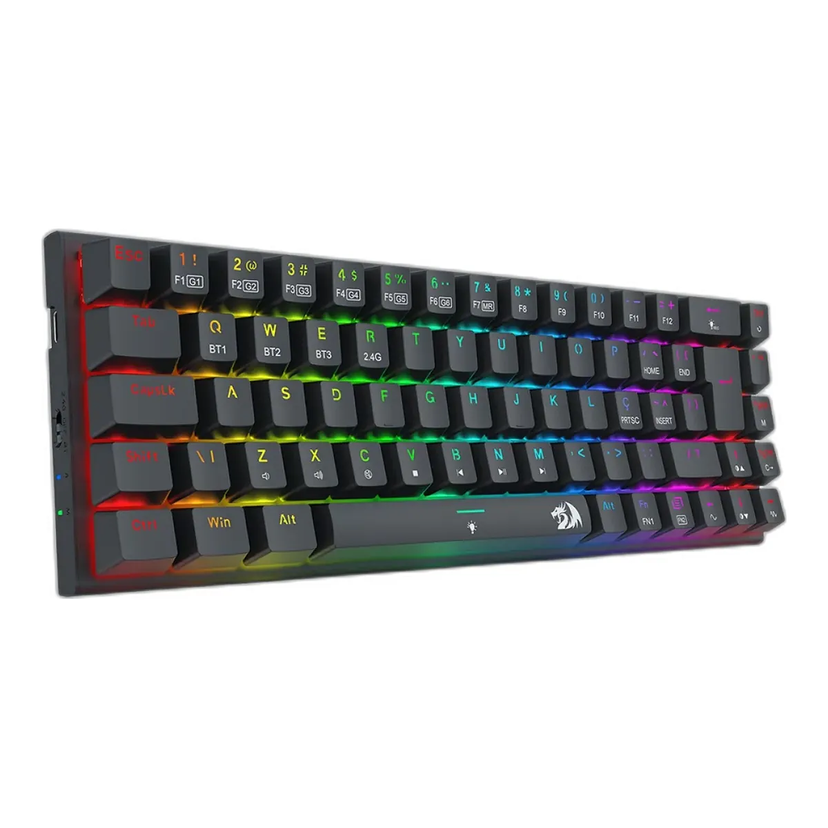 Teclado mecânico RGB para jogos Teclado Redragon K633RGB-PRO | 65% Tri-Mode Brown ABNT2 - Crystal