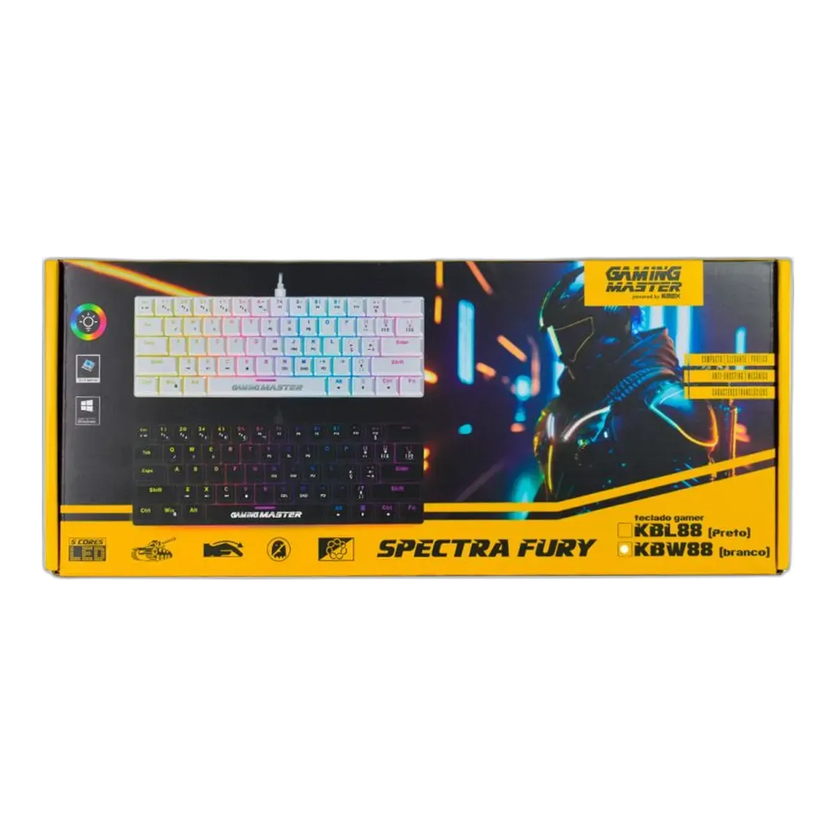Teclado Gamer Mecânico K-mex Spectra Fury White KBW88, Switch Blue