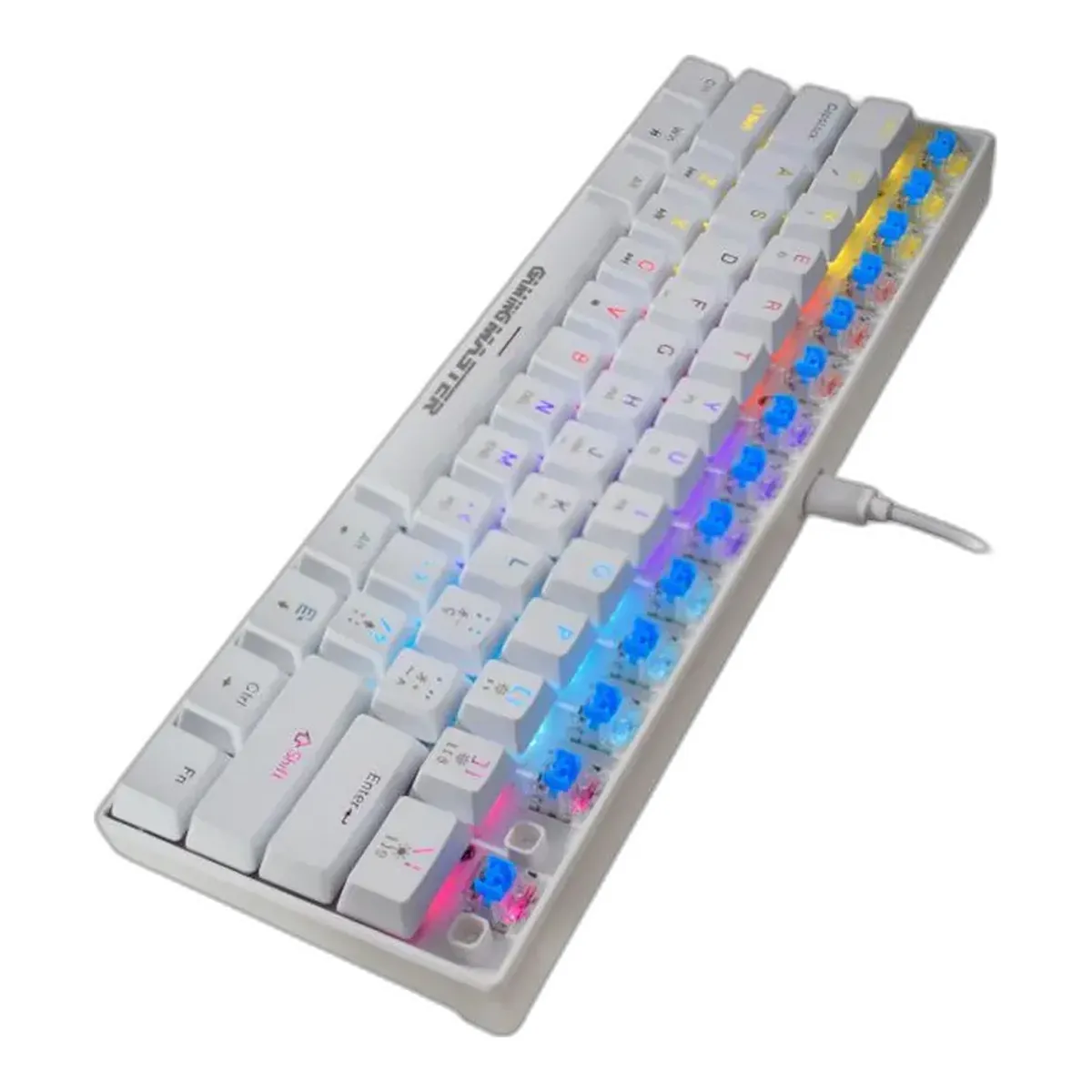 Teclado Gamer Mecânico K-mex Spectra Fury White KBW88, Switch Blue