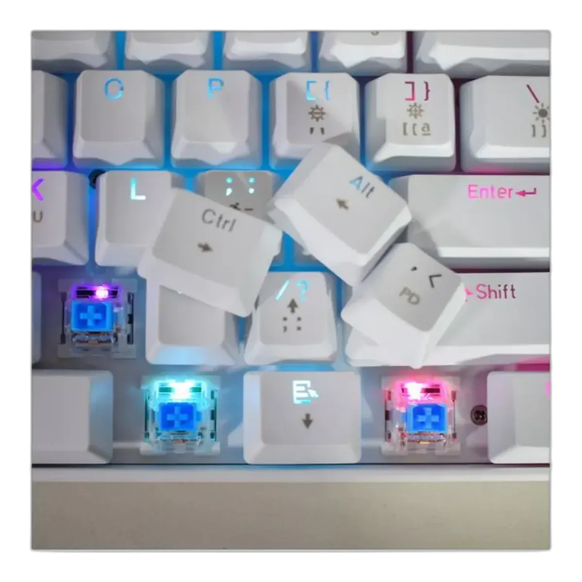 Teclado Gamer Mecânico K-mex Spectra Fury White KBW88, Switch Blue
