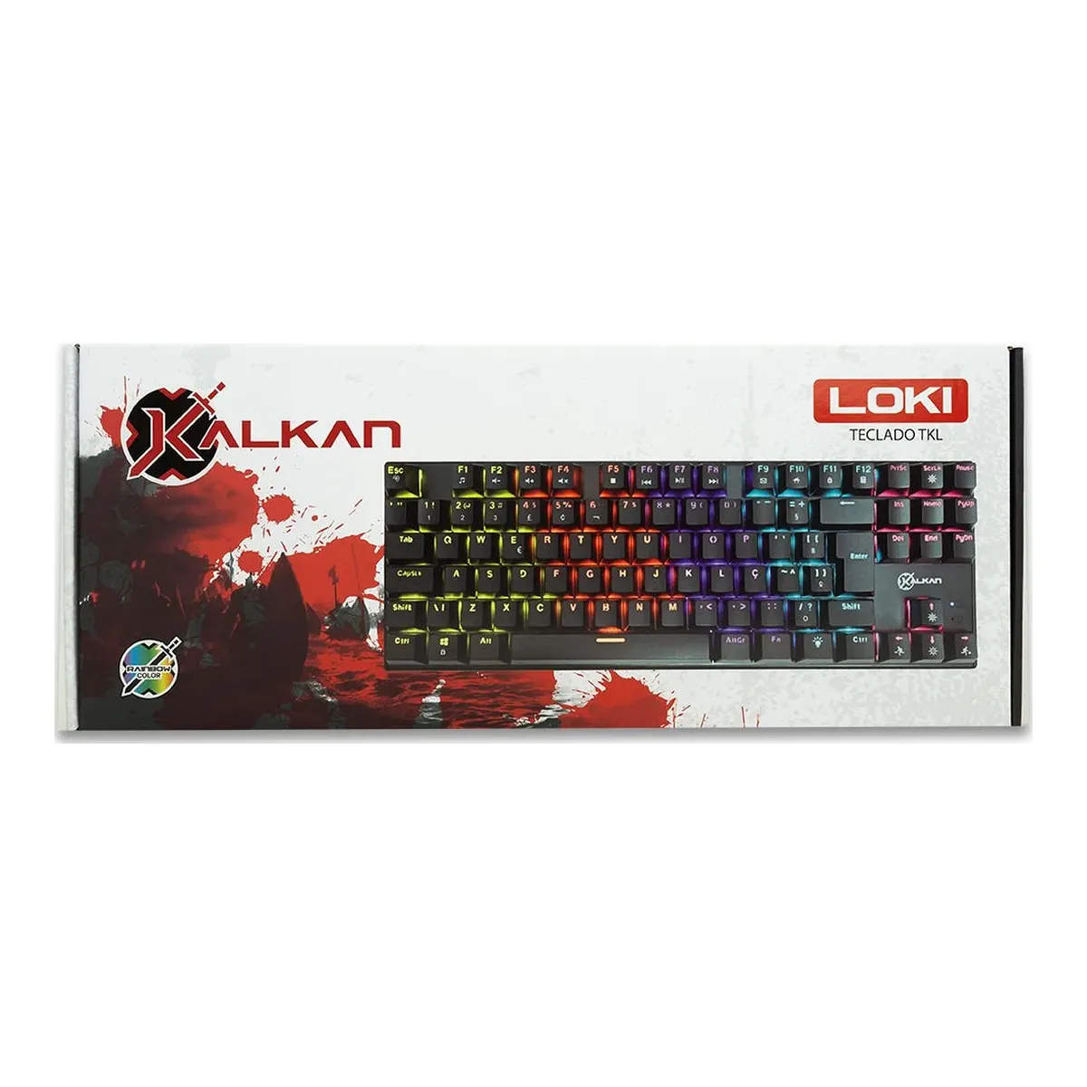 Teclado Mecânico Gamer Kalkan Loki TKL, ABNT2, Rainbow, Switch