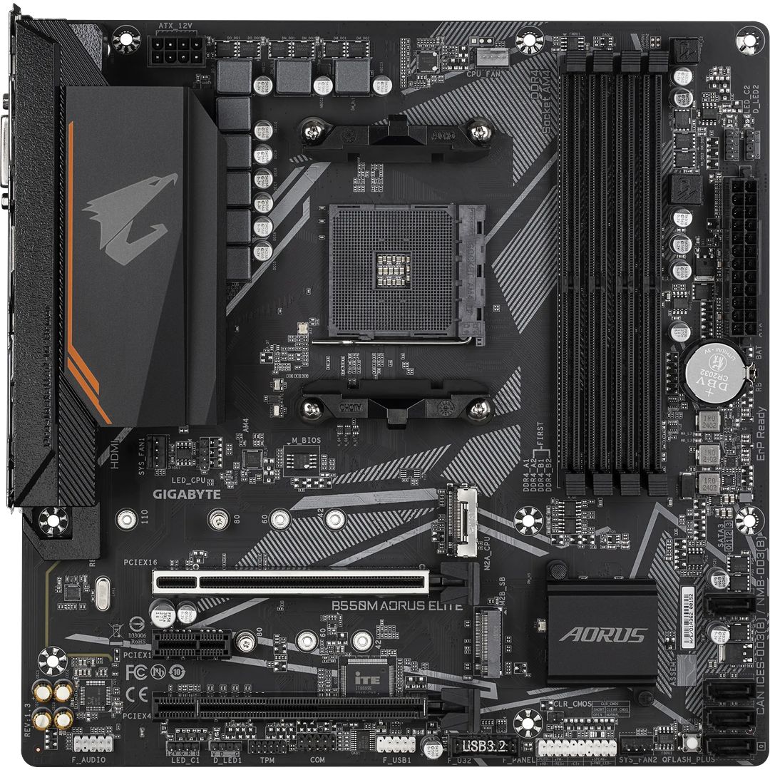 Placa Mãe Gigabyte B550M Aorus Elite AM4 DDR4 PCIe 4.0 - Crystal