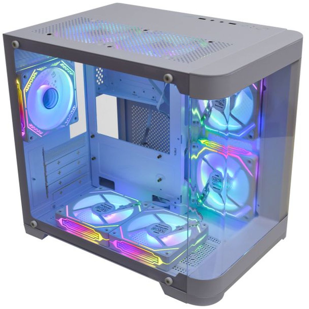 アガベ Kari Gabinete Gamer K-mex Aqua Curva White Micro ATX Vidro Temperado