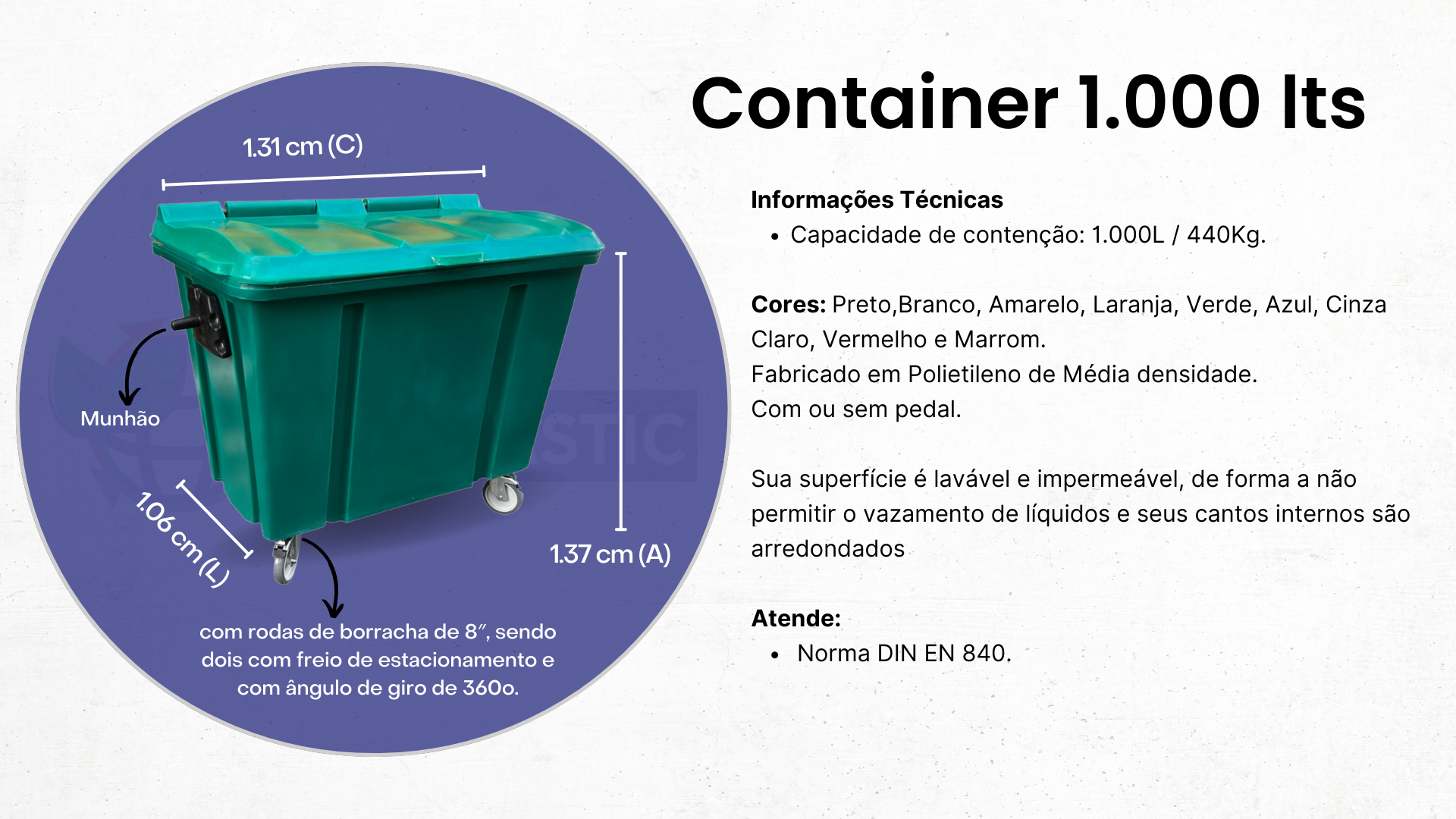 Container para Lixo 1000 Litros sem Pedal - Inoplastic Indústria